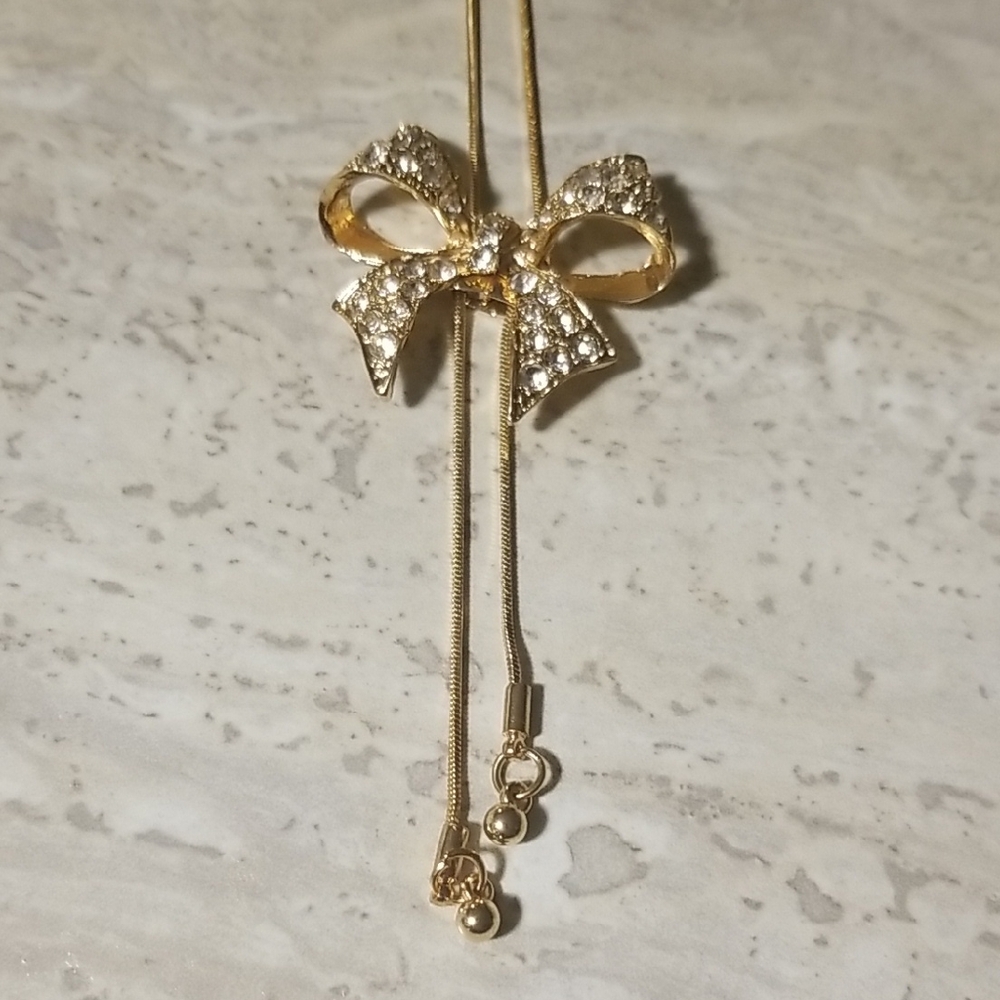 Beautiful Costume Gold Bow Necklace